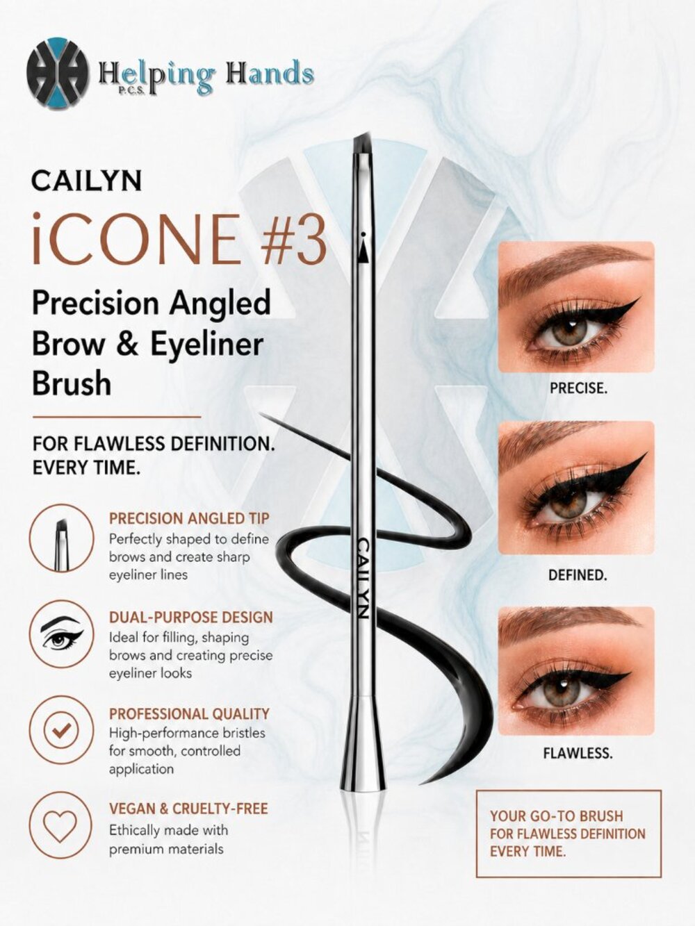 Cailyn iCONE #3 Precision Angled Brow & Eyeliner Brush for Flawless Definition